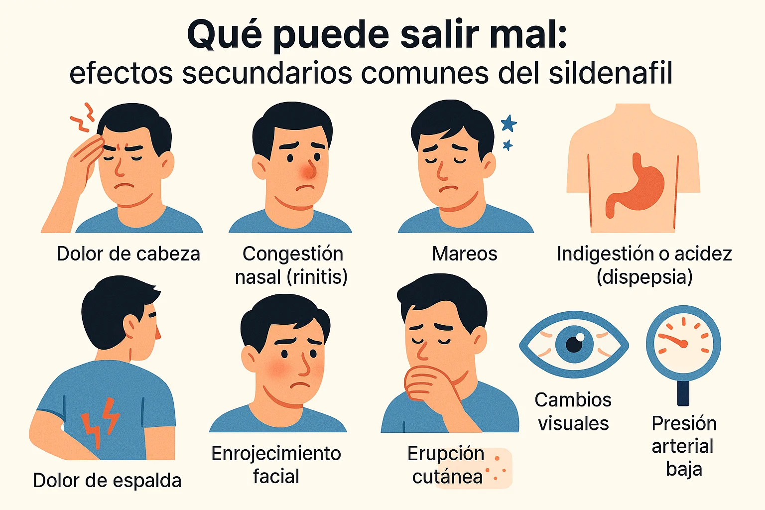 Qué puede salir mal efectos secundarios comunes del sildenafil